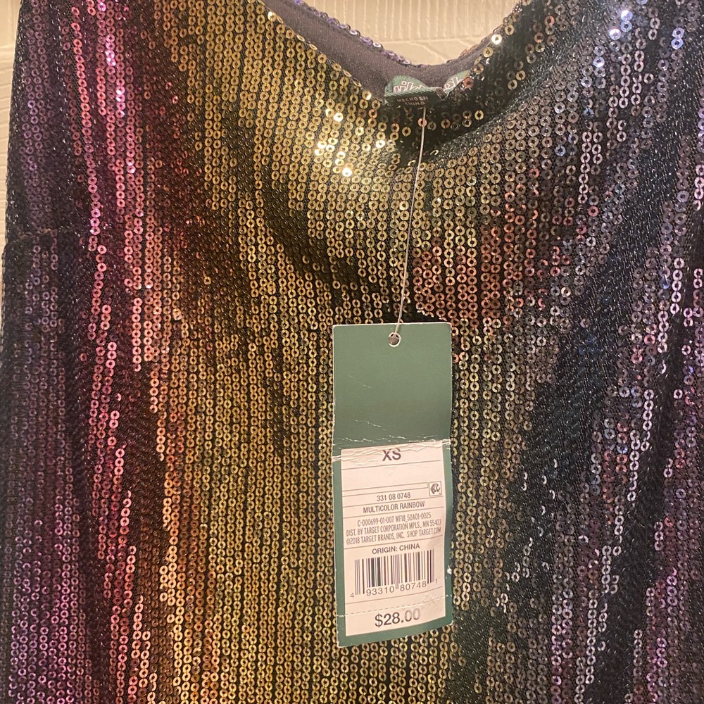 Black, multi-colored sequin dress, size XS - Picture 3 of 4